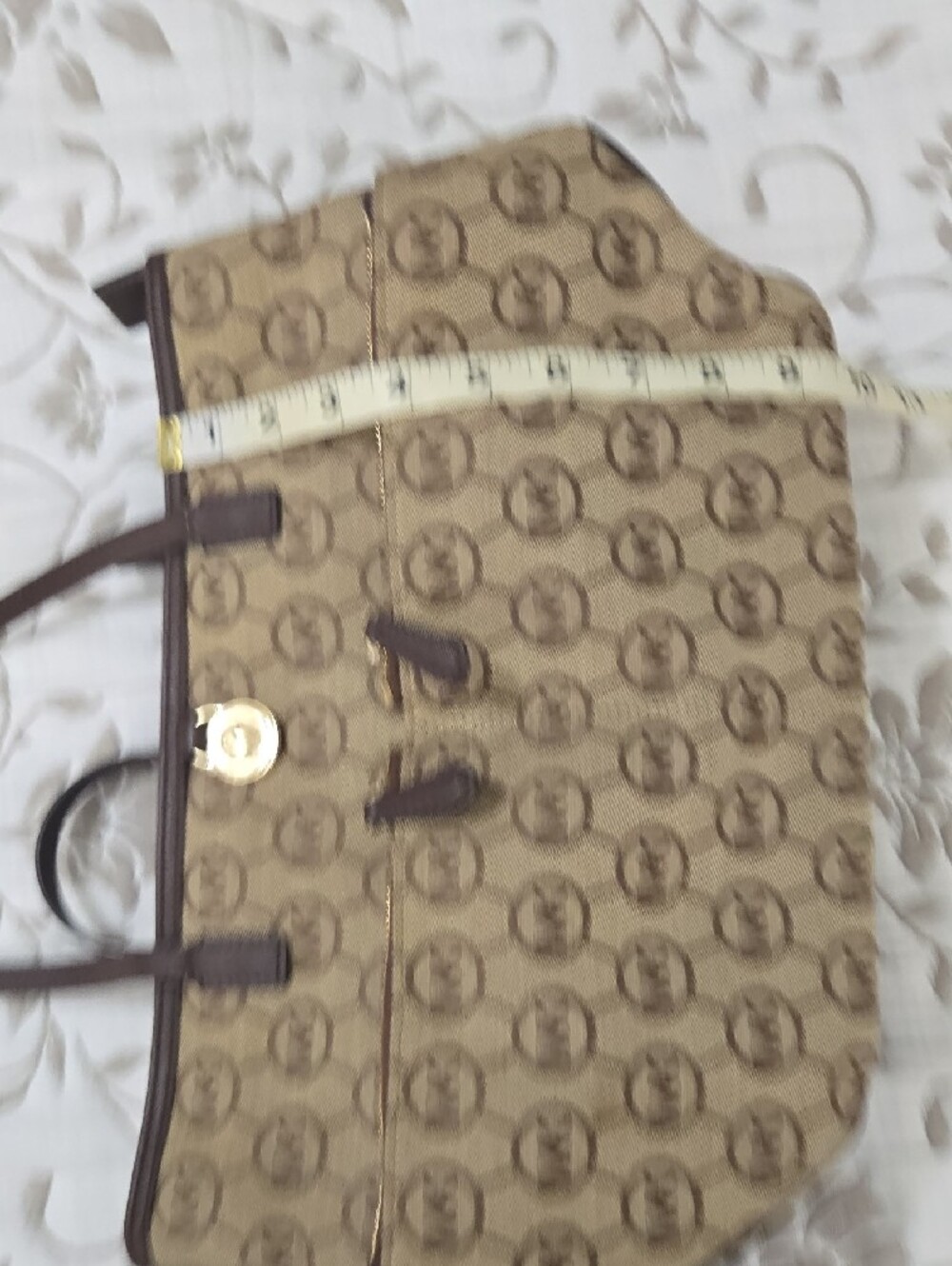 Michael Kors Brown and Beige MK Monogram Tote - Picture 9 of 13